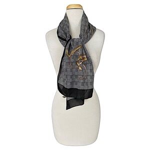 GLENTEX Vintage Plaid Scarf 11”x 54” Horse Riding Spurs Italy